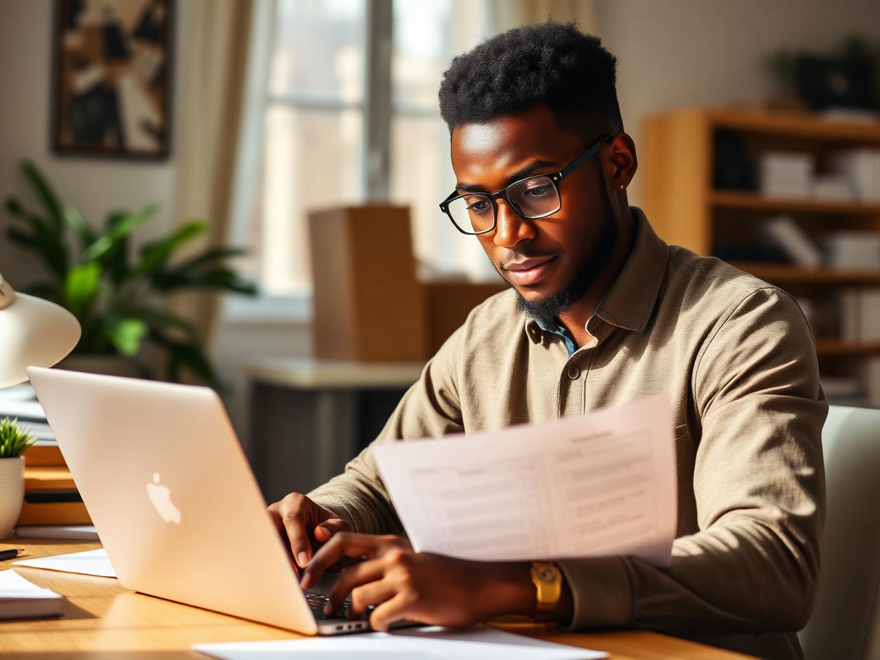 Démarches administratives sur un bureau